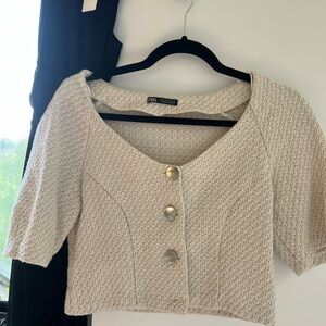 Zara textured tweed top